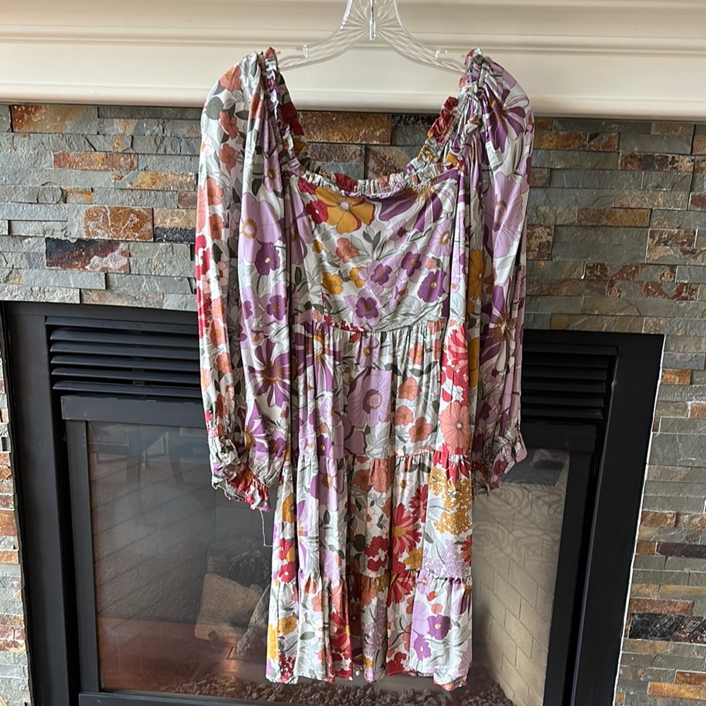 JODIFL Pink and Purple Ruched Wrap Sundress